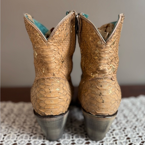 Corral Nude and Gold Fleck Full Python Western Boots - Picture 3 of 5